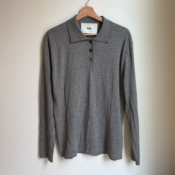 440ME Grey Essential Cashmere Silk Polo — Large $200USD - Picture 4 of 7